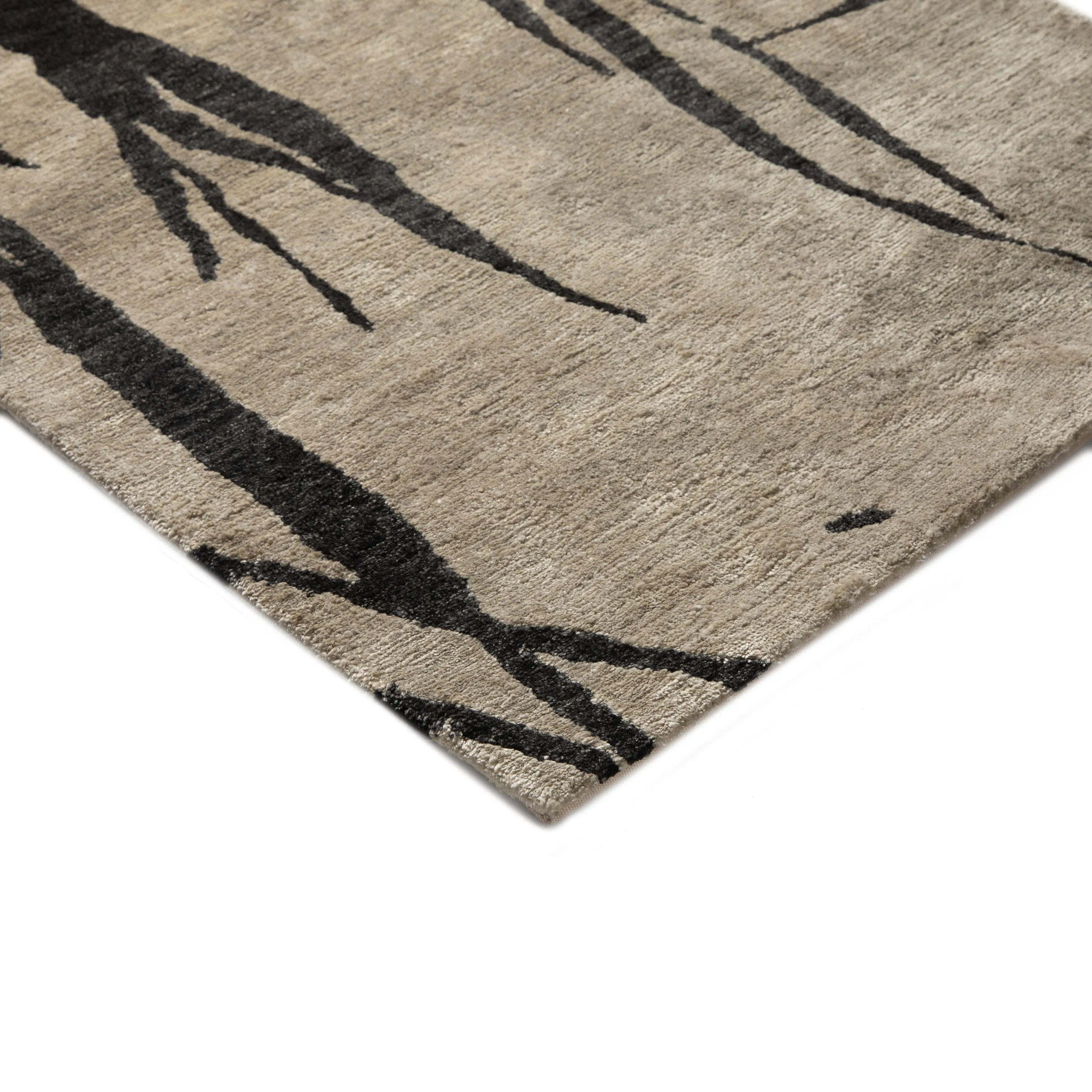 Waterfall - Silver Hand Knotted Wool Silk Blend
