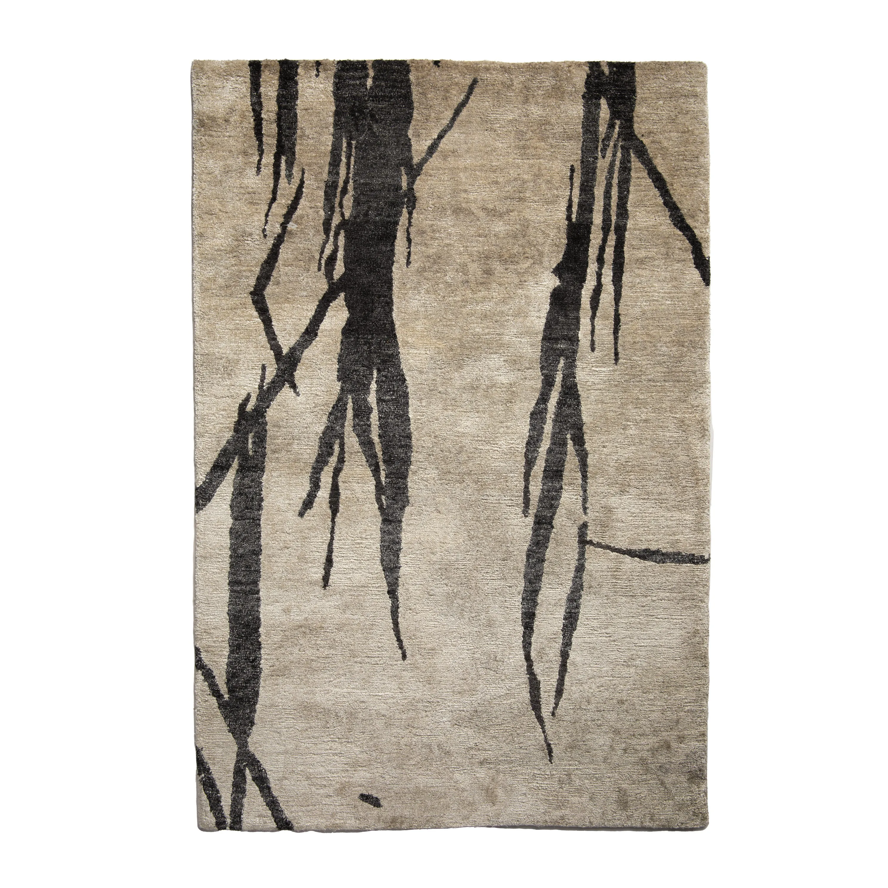 Waterfall - Silver Hand Knotted Wool Silk Blend