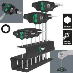 Wera Screwdriver Set T-Handle Hex Plus with Holding Function Metal Rack 7 Piece 454/7 HF Set 2