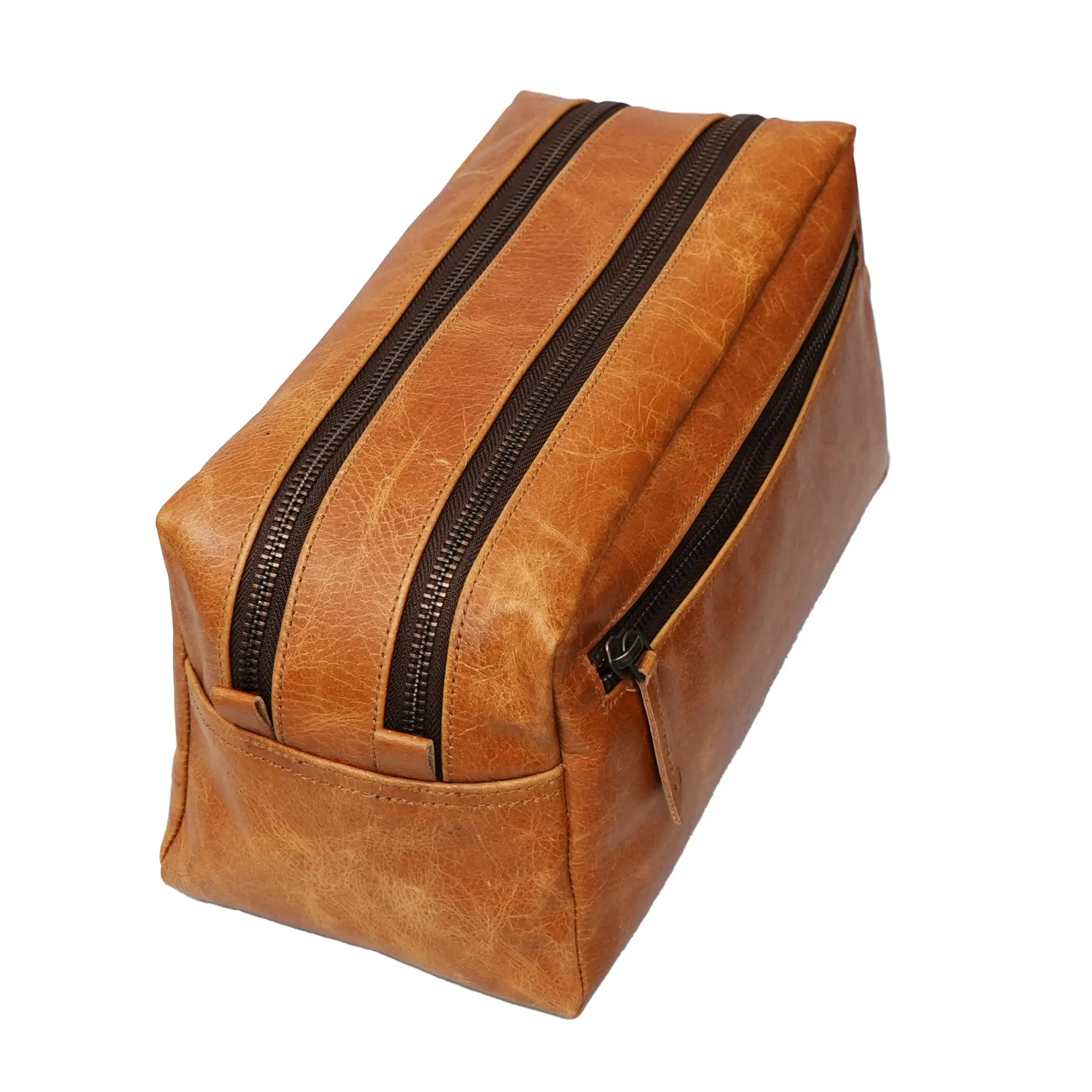 WerKens Genuine Leather Travel Toiletry Bag - Dopp Kit Organizer Makeup Case