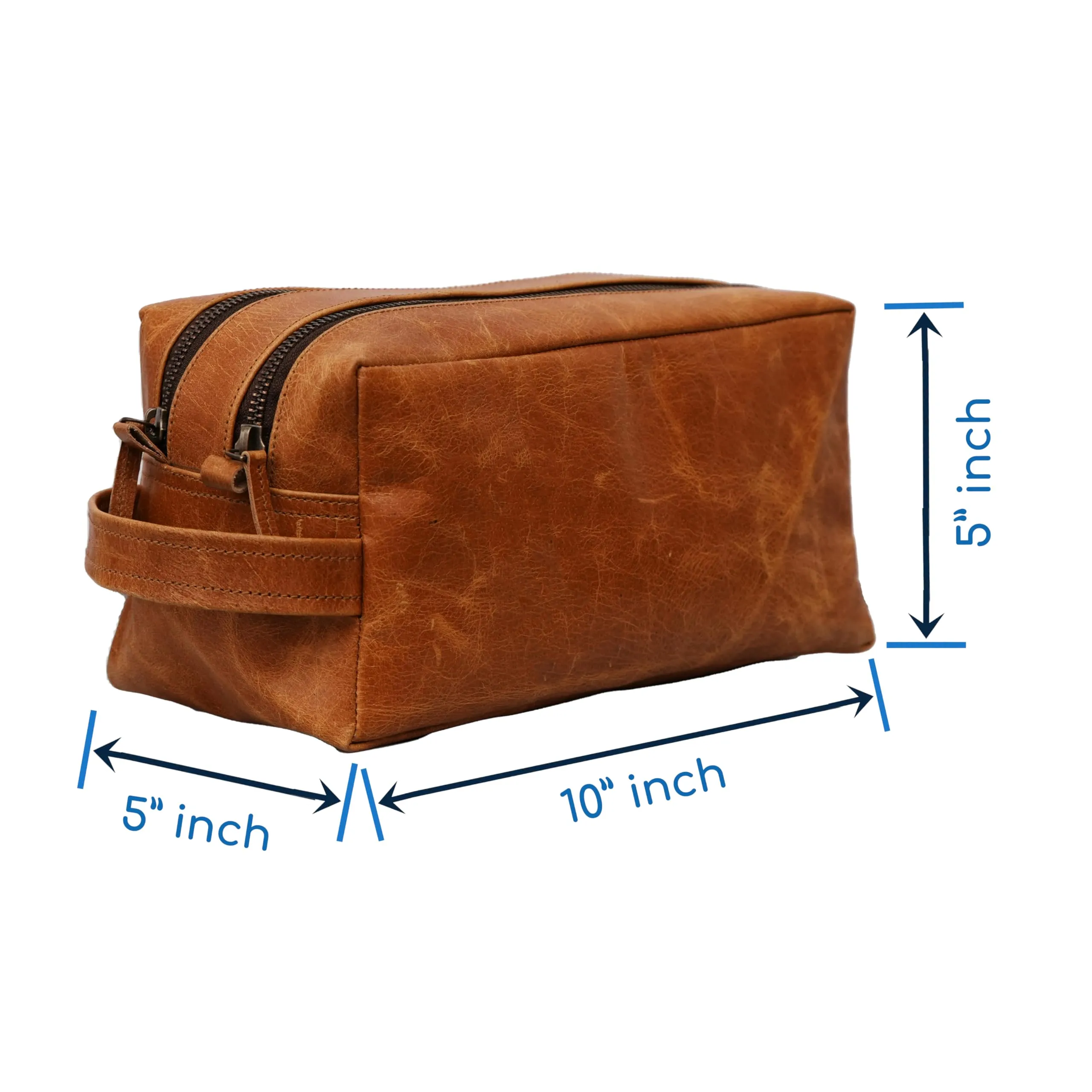 WerKens Genuine Leather Travel Toiletry Bag - Dopp Kit Organizer Makeup Case