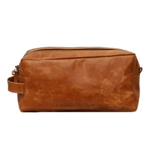 WerKens Genuine Leather Travel Toiletry Bag - Dopp Kit Organizer Makeup Case