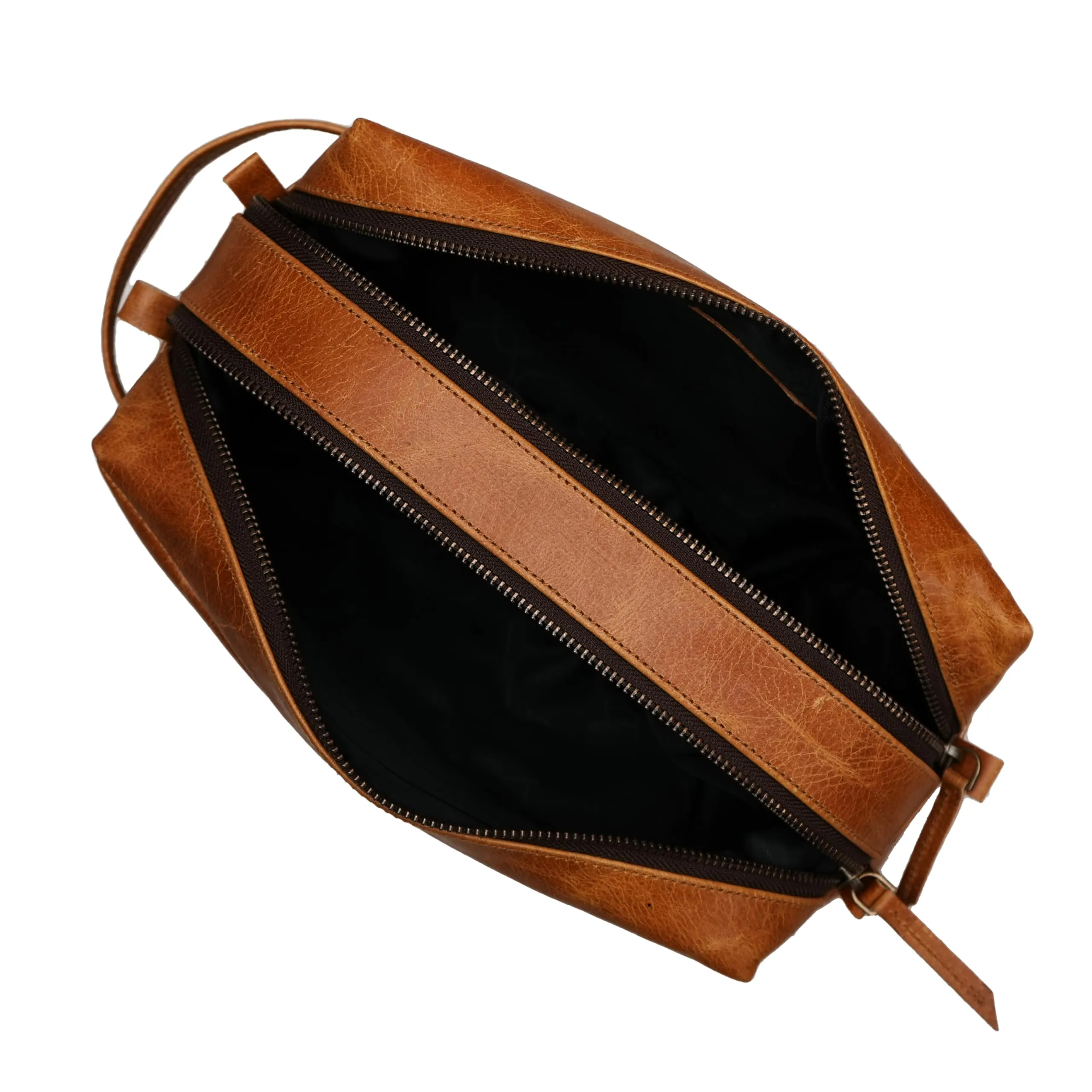 WerKens Genuine Leather Travel Toiletry Bag - Dopp Kit Organizer Makeup Case