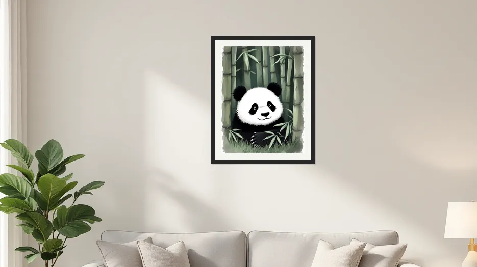 Whimsical Panda in Bamboo Grove Wall Art Poster