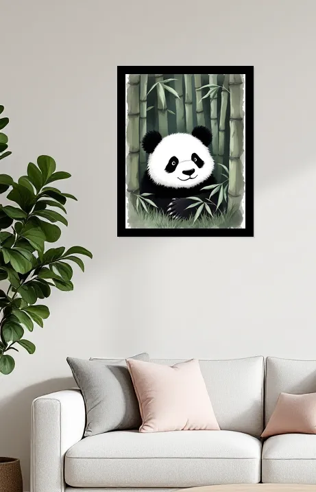 Whimsical Panda in Bamboo Grove Wall Art Poster
