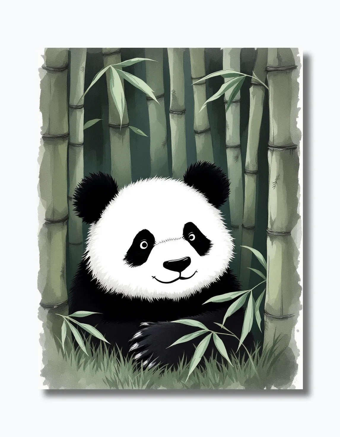 Whimsical Panda in Bamboo Grove Wall Art Poster