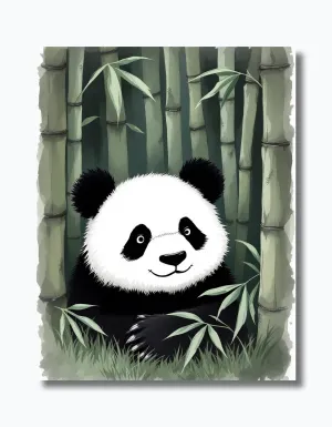 Whimsical Panda in Bamboo Grove Wall Art Poster