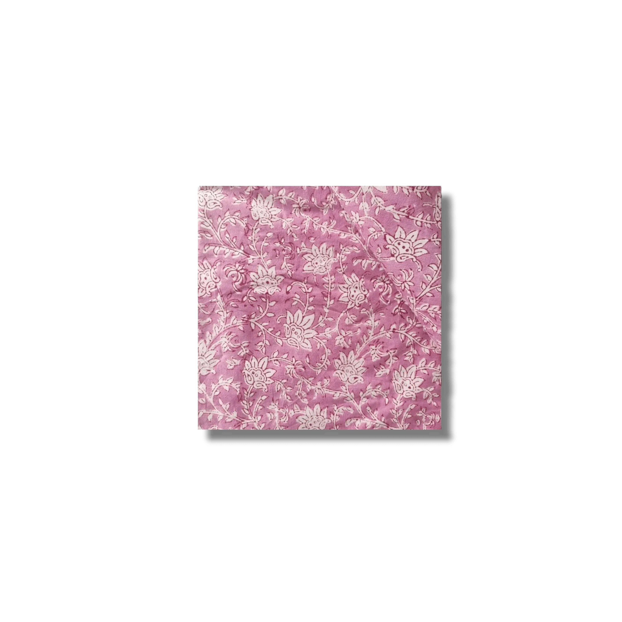 White and Pink Floral Block Printed Cotton Napkins