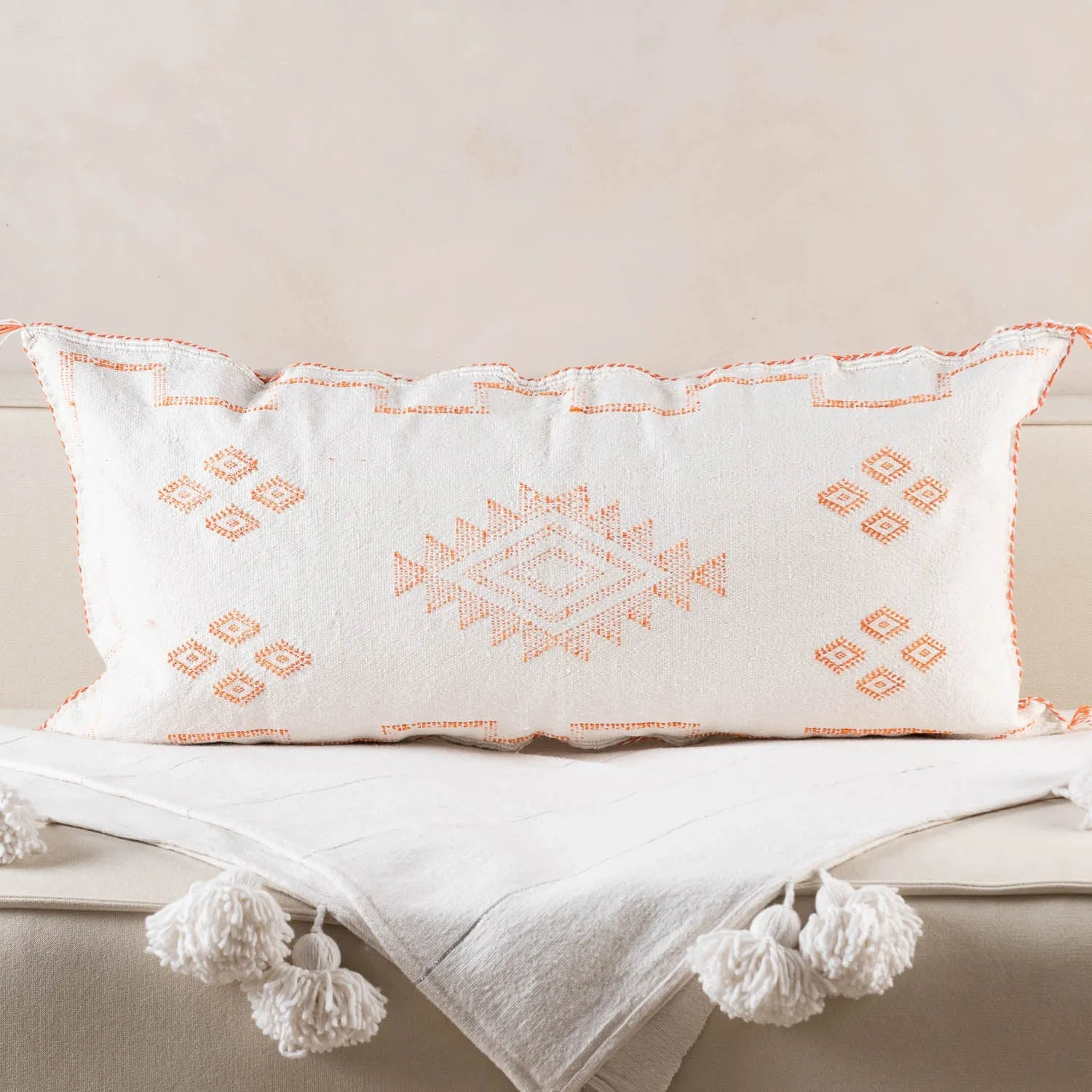 White Cactus silk pillow cover