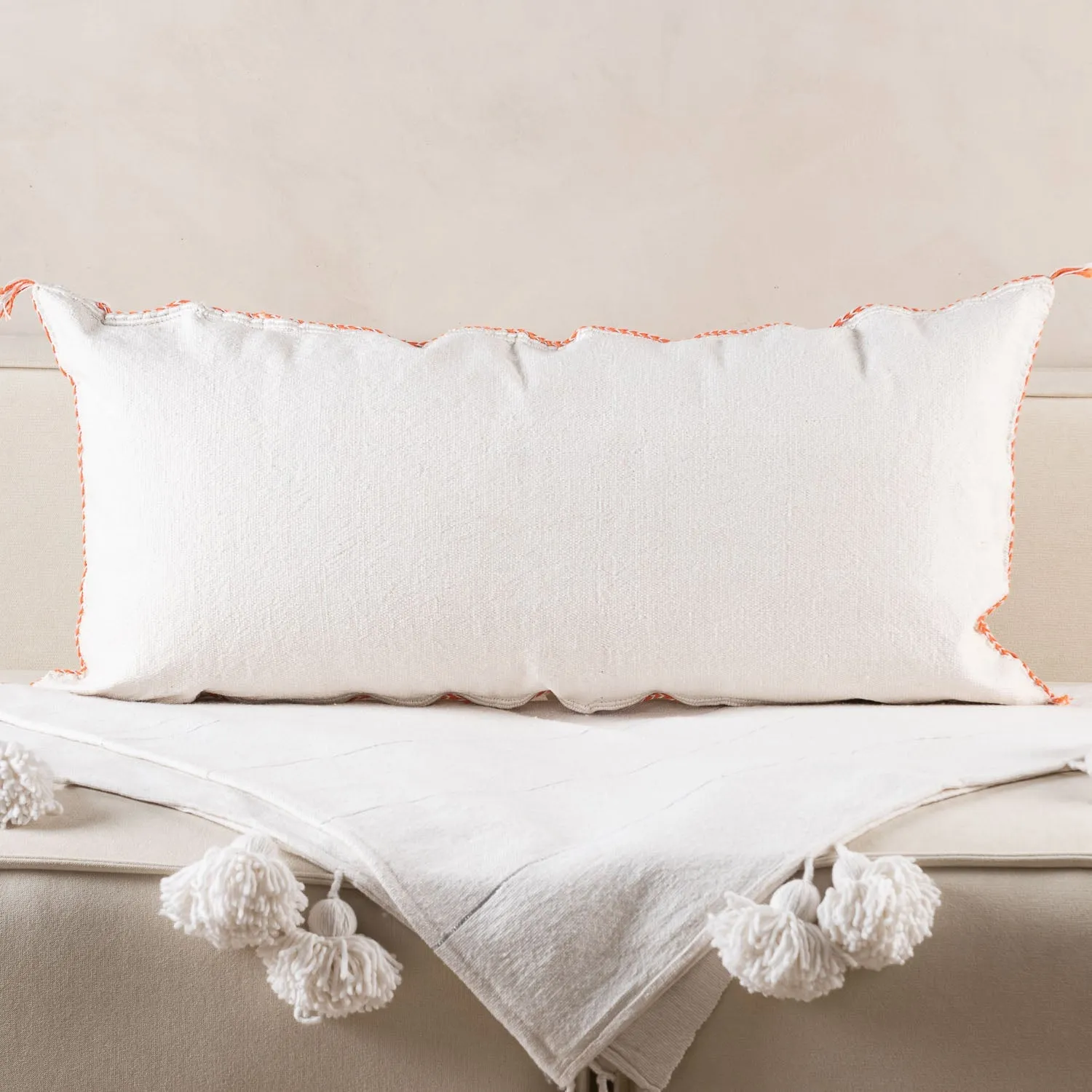 White Cactus silk pillow cover