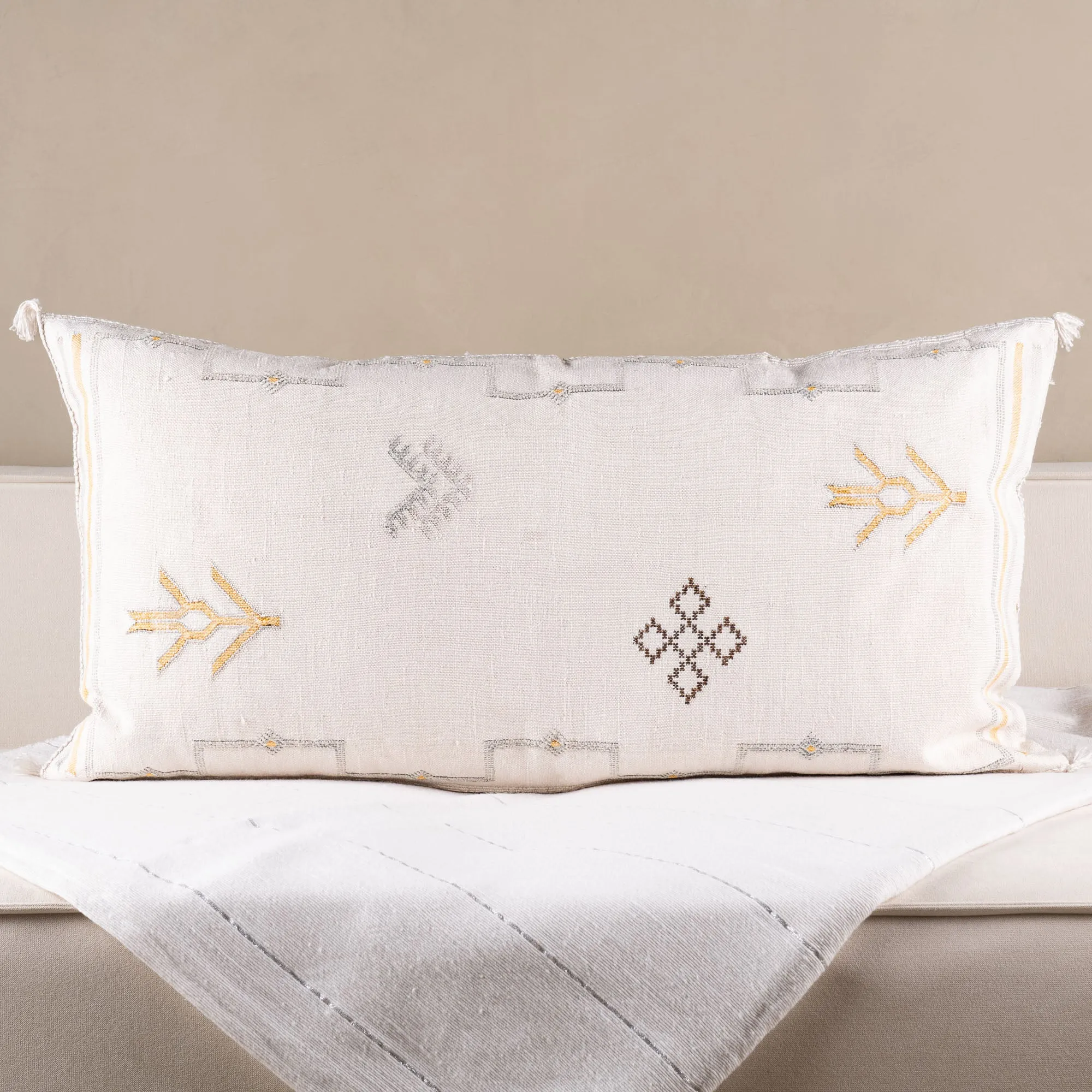 White Cactus silk pillow cover
