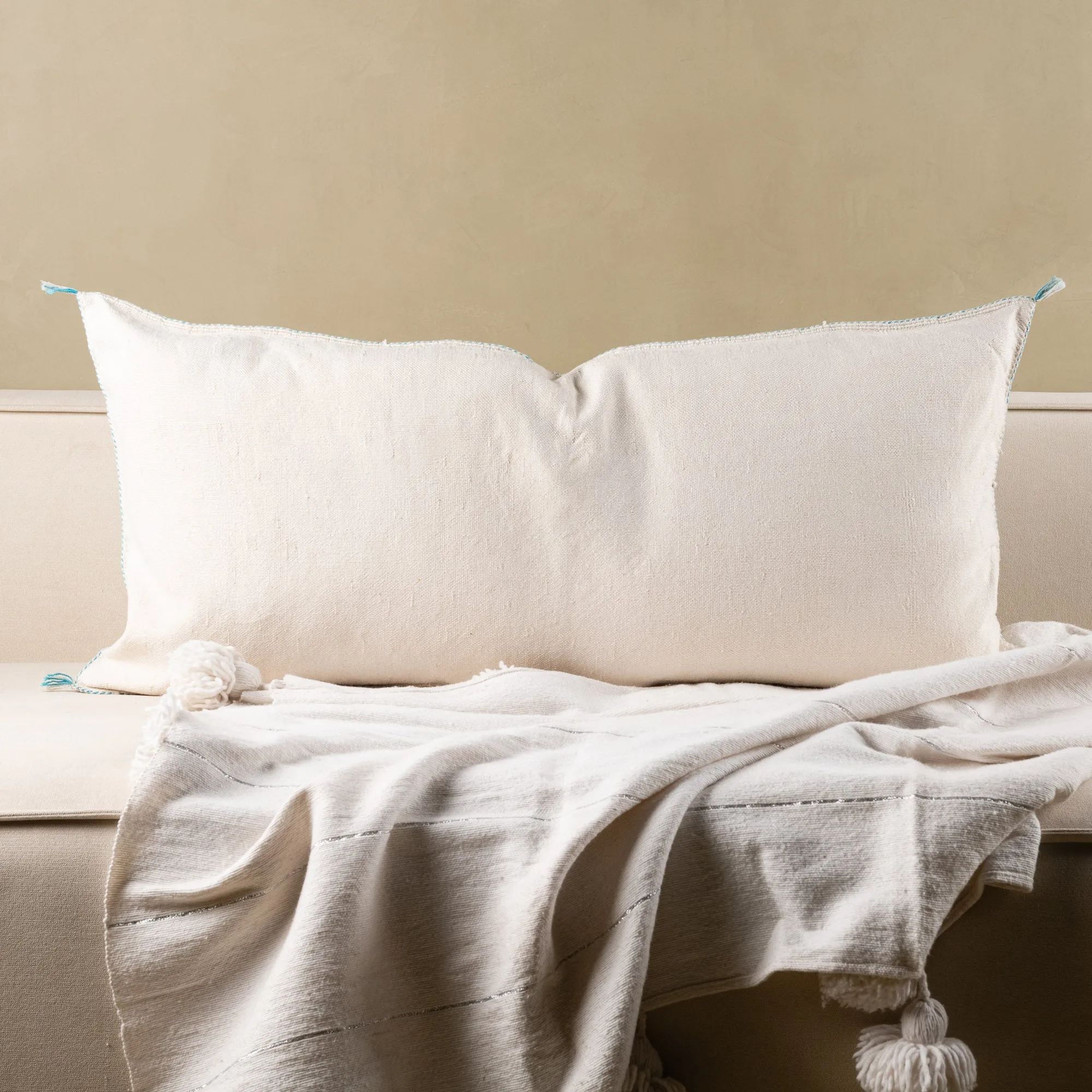 White Cactus silk pillow cover