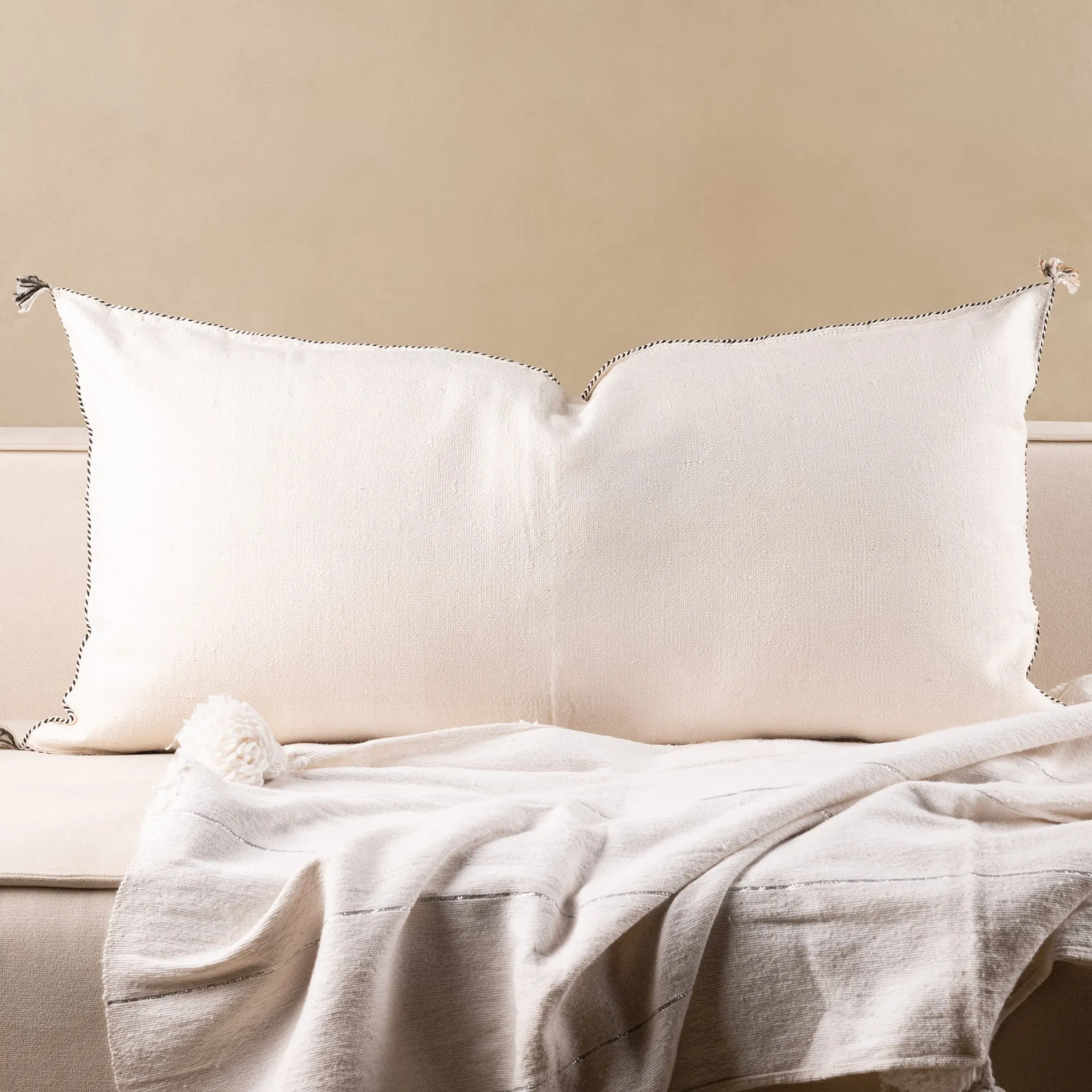 White Cactus silk pillow cover