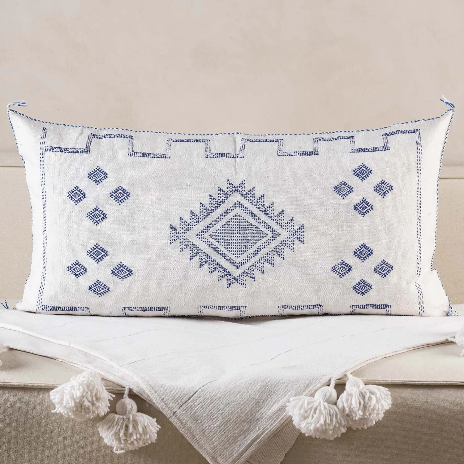 White Cactus silk pillow cover