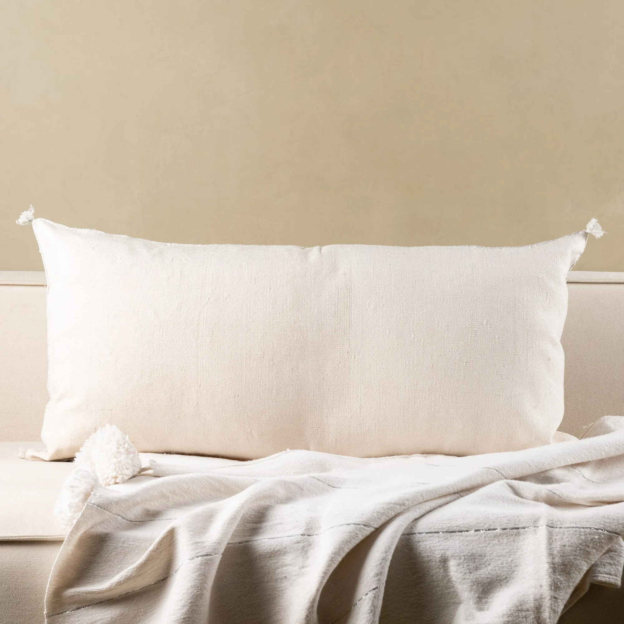 White Cactus silk pillow cover
