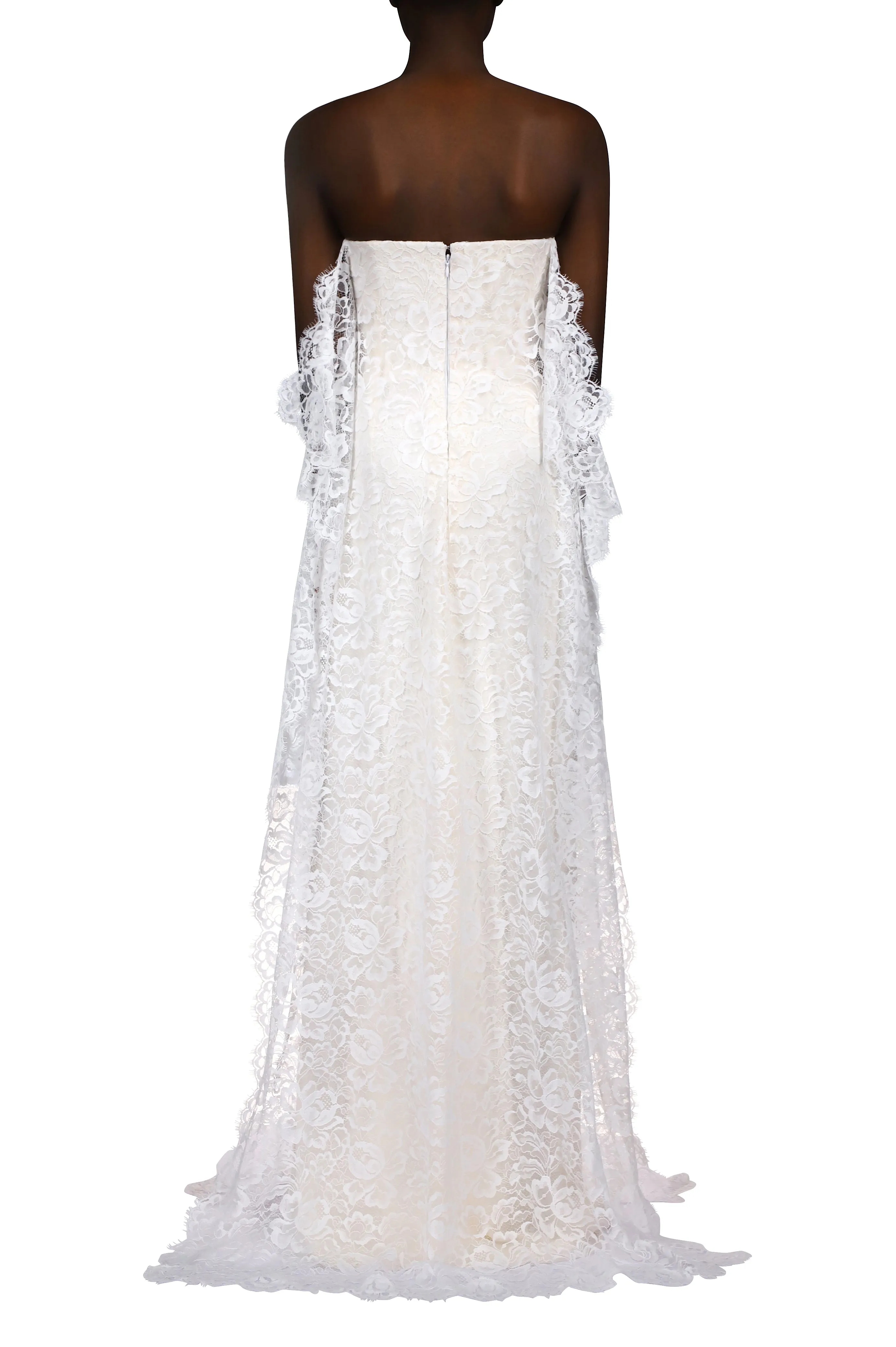 White Lace Strapless Gown