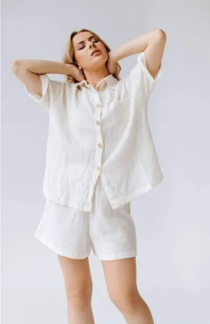 White Sand Co-ord Set | Cotton Linen Blend