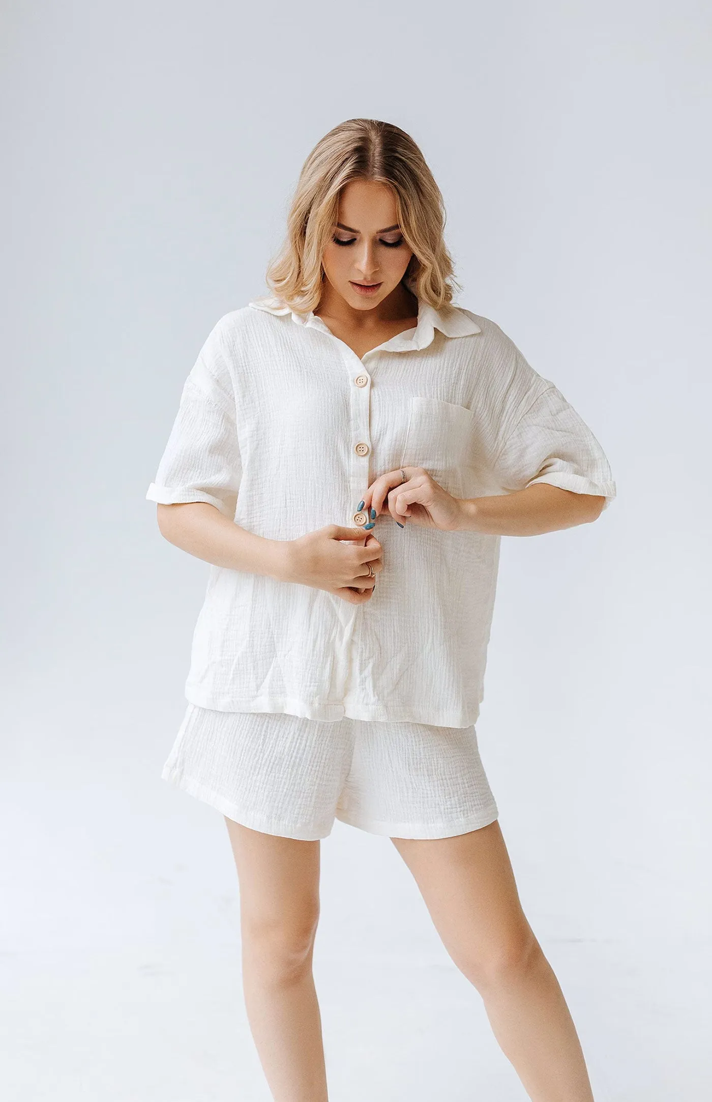 White Sand Co-ord Set | Cotton Linen Blend