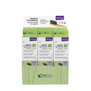 Wholesale Bamboo Toothbrush 4-pk - Displayer of 12