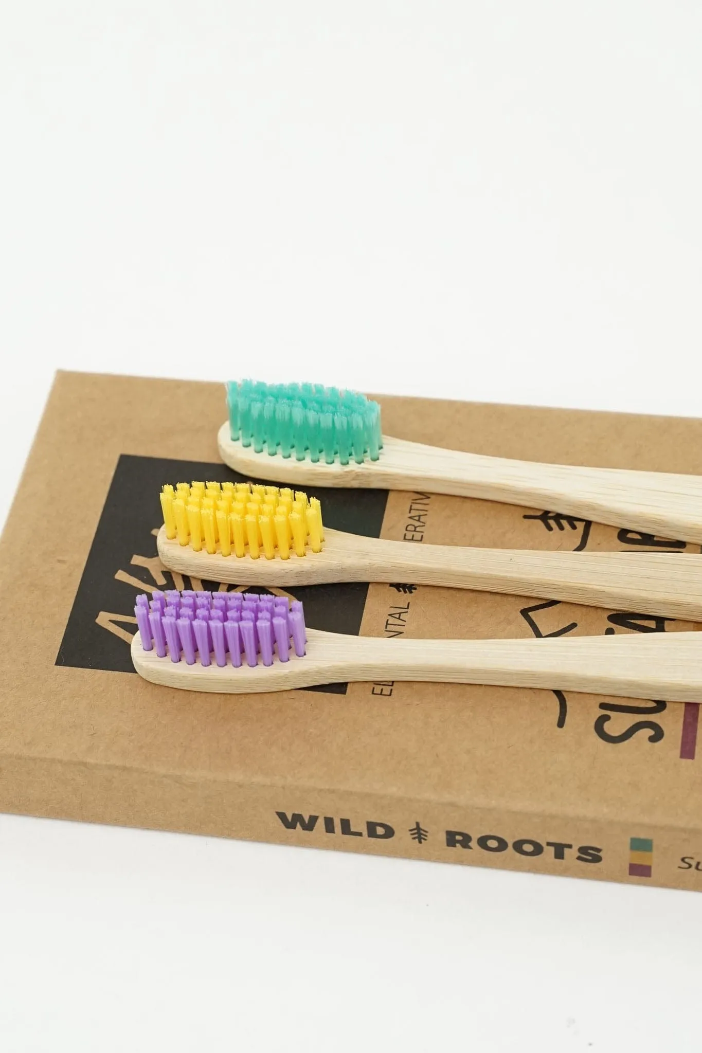 Wild Roots Bamboo Toothbrush Colour Set X3