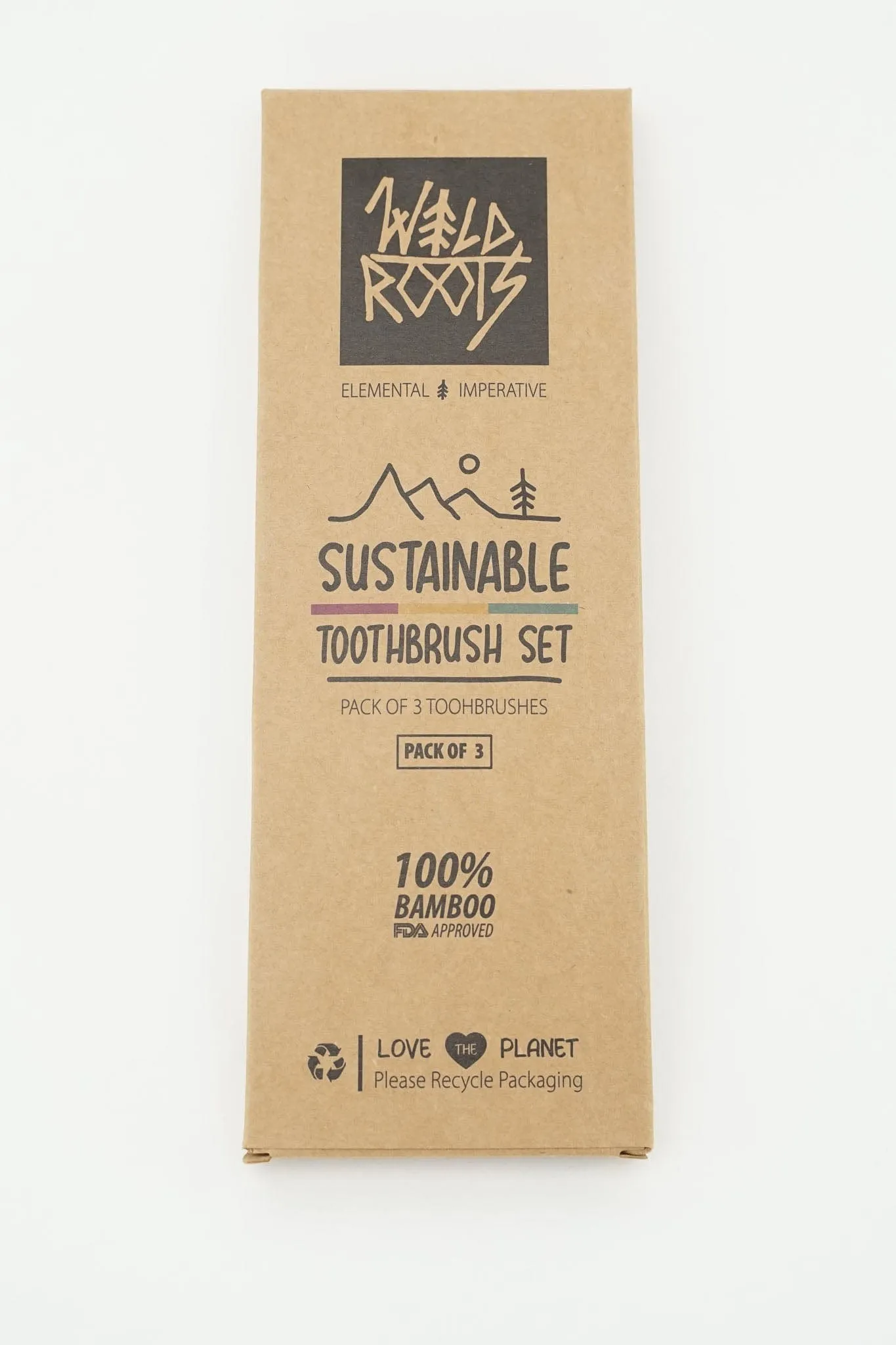 Wild Roots Bamboo Toothbrush Colour Set X3