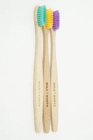 Wild Roots Bamboo Toothbrush Colour Set X3