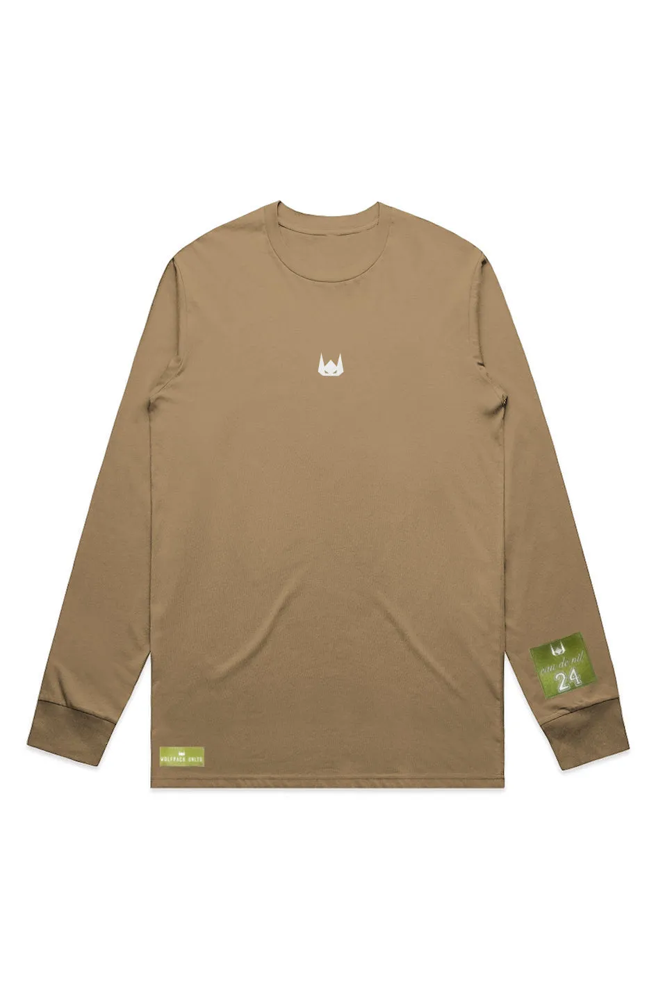 WOLFPACK UNLTD "STATEMENT" LIGHTWEIGHT TEE L/S EMBROIDERED LOGO | KHAKI BROWN