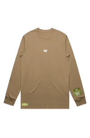 WOLFPACK UNLTD "STATEMENT" LIGHTWEIGHT TEE L/S EMBROIDERED LOGO | KHAKI BROWN