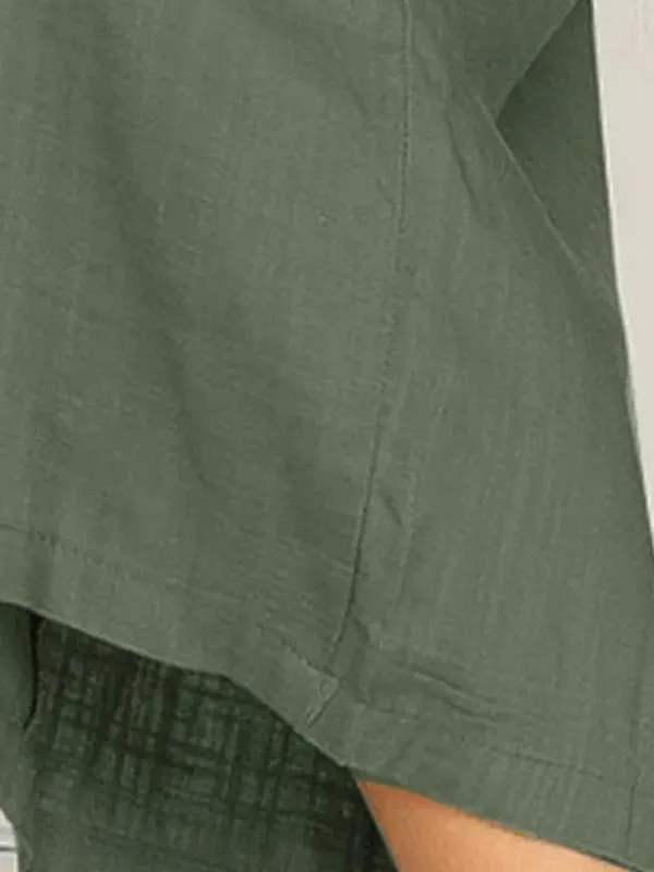 Women's Cotton And Linen Short Sleeve Jumpsuit