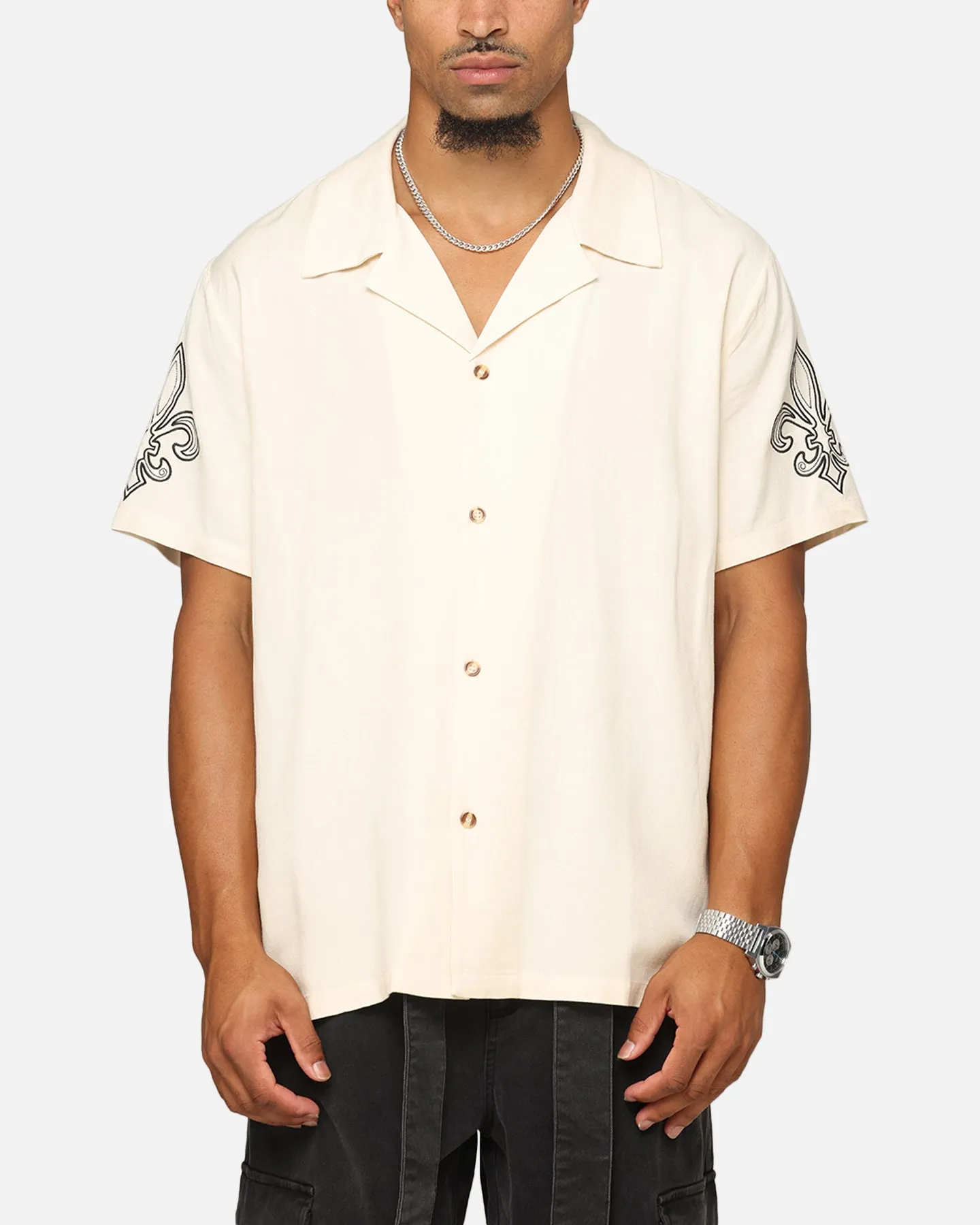 XXIII Fleur Linen Button Up Shirt Off White