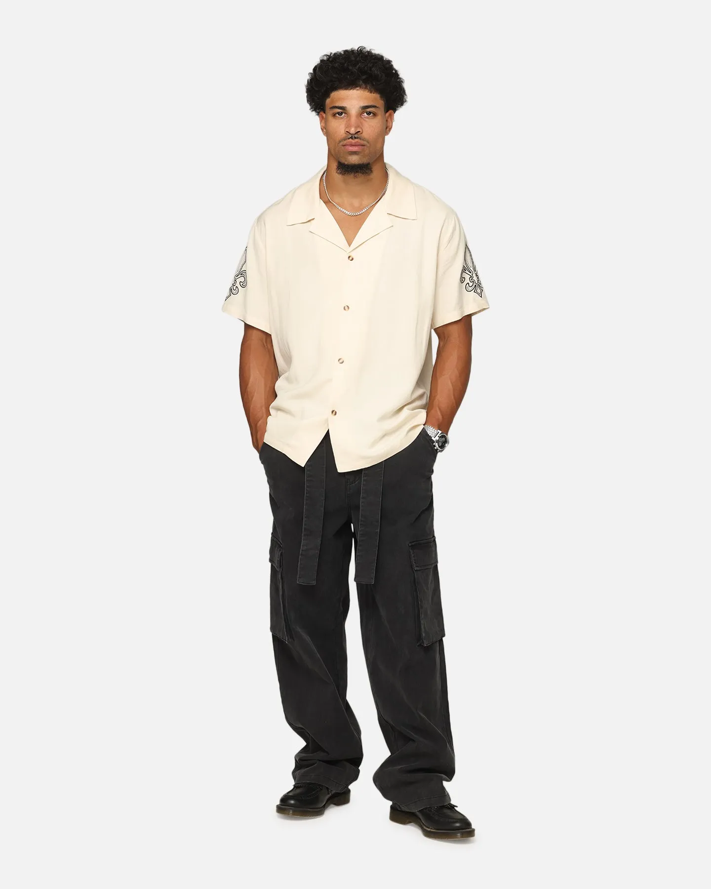XXIII Fleur Linen Button Up Shirt Off White