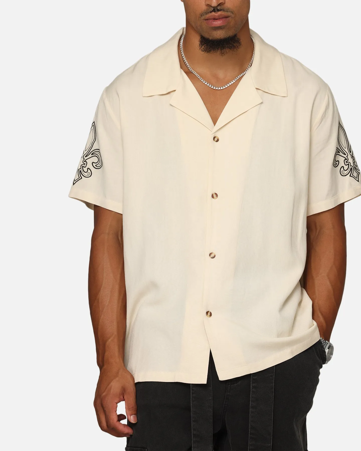XXIII Fleur Linen Button Up Shirt Off White
