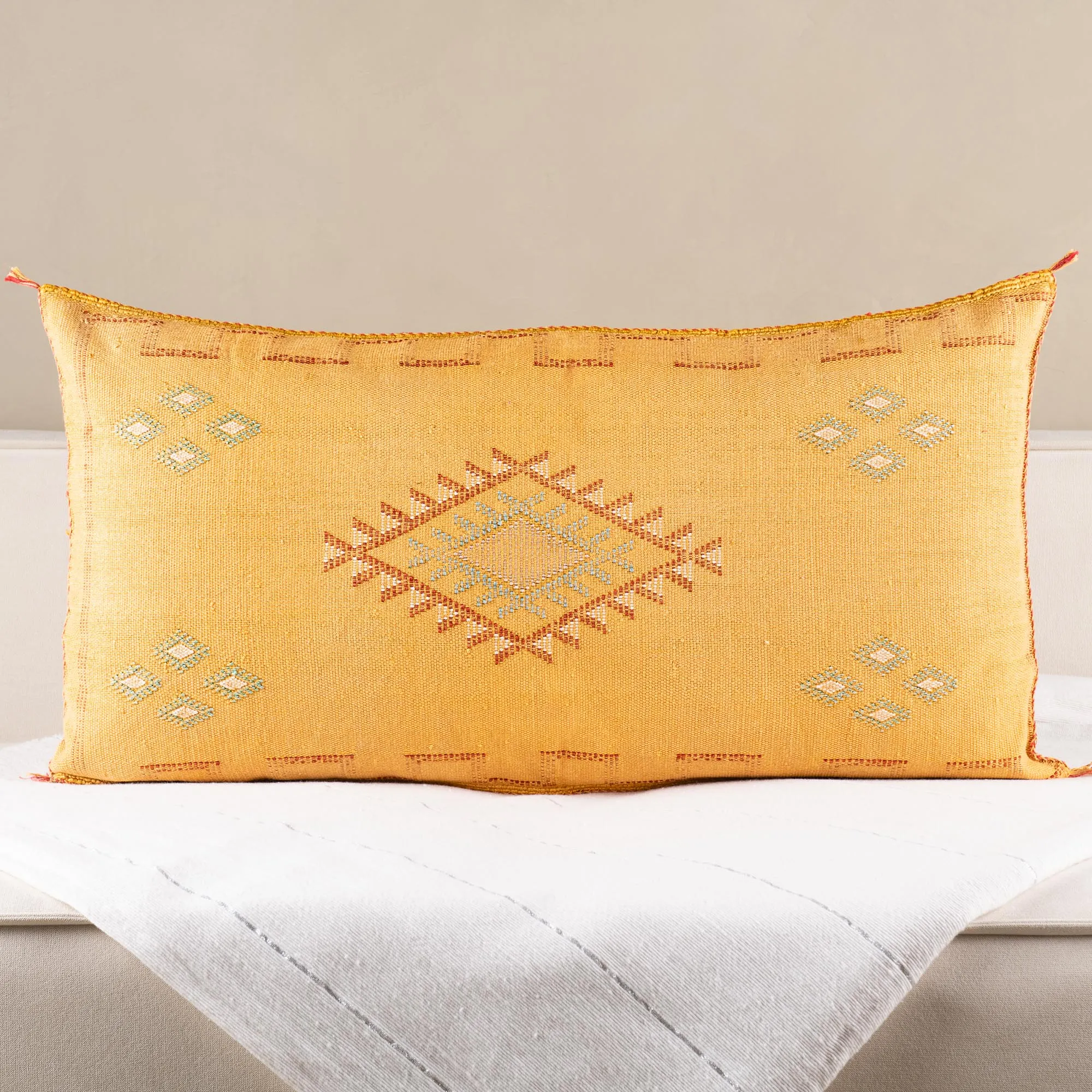 Yellow Cactus silk pillow cover
