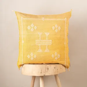Yellow  Cactus silk pillow cover