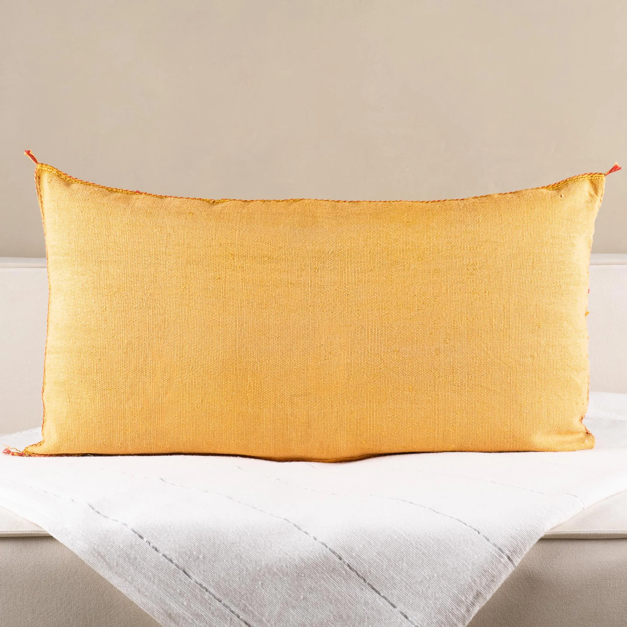 Yellow Cactus silk pillow cover