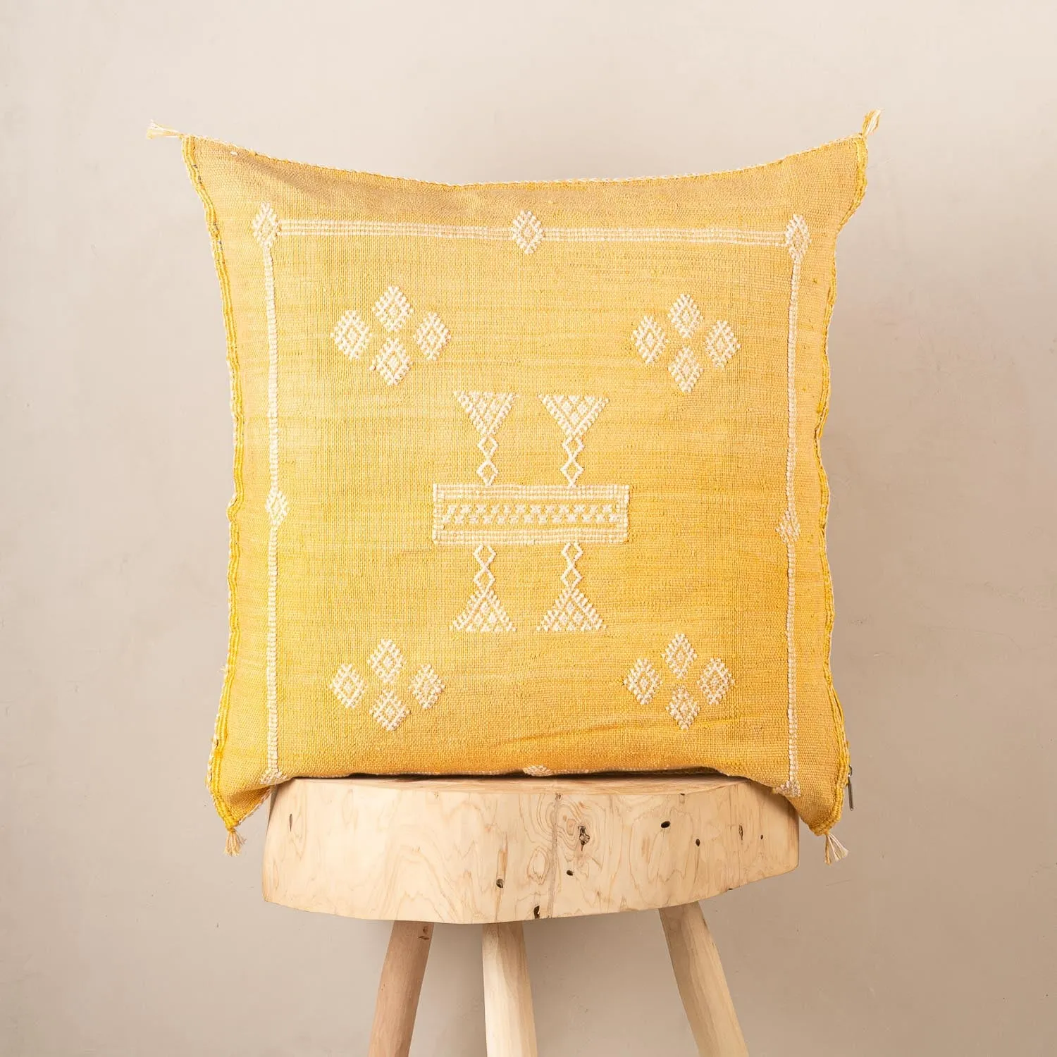 Yellow  Cactus silk pillow cover