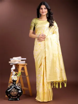 Yellow Linen Cotton Saree