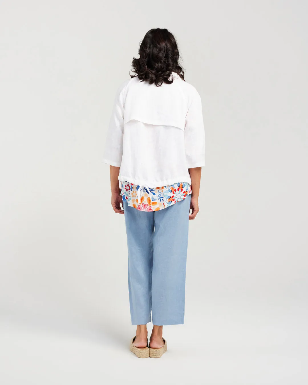 Zip Front Short Linen Jacket