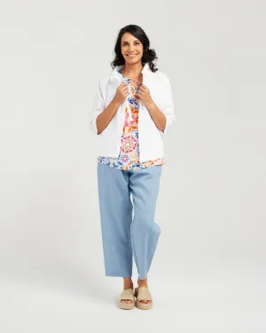 Zip Front Short Linen Jacket