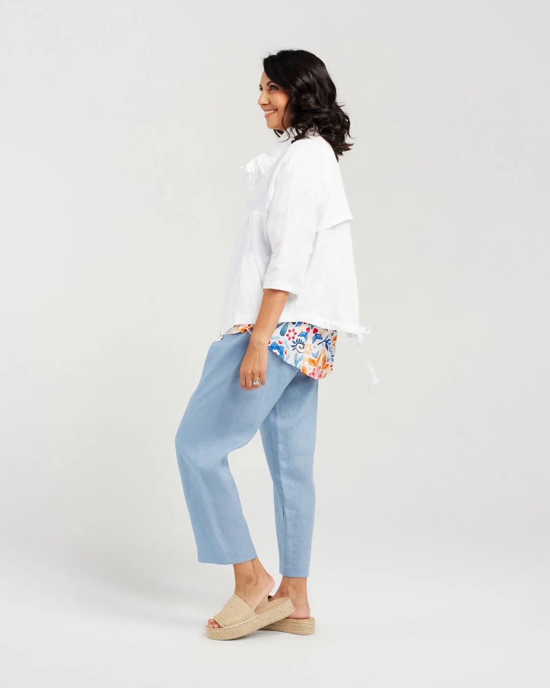 Zip Front Short Linen Jacket
