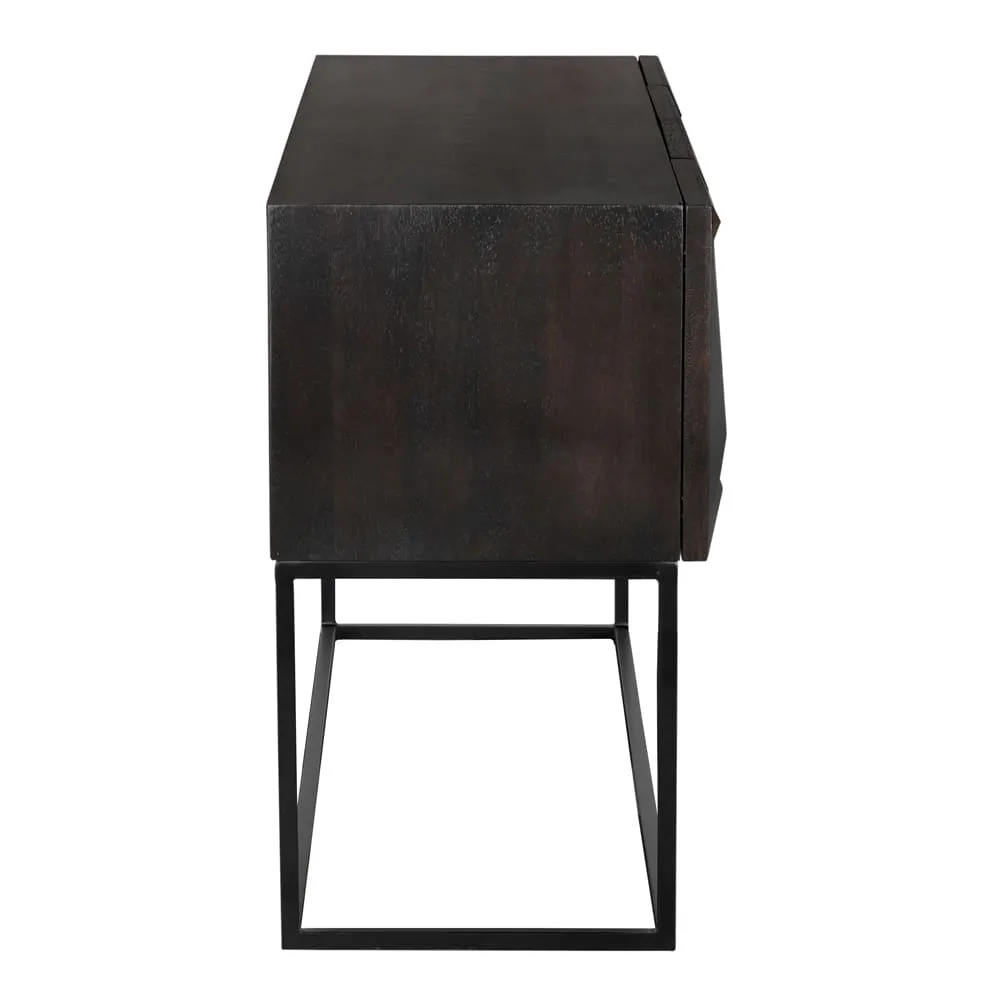 Zurich Console, Ebony Walnut with Steel