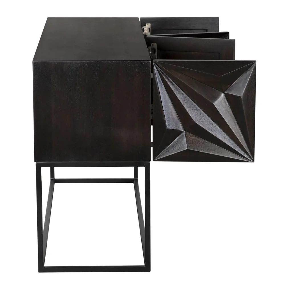 Zurich Console, Ebony Walnut with Steel