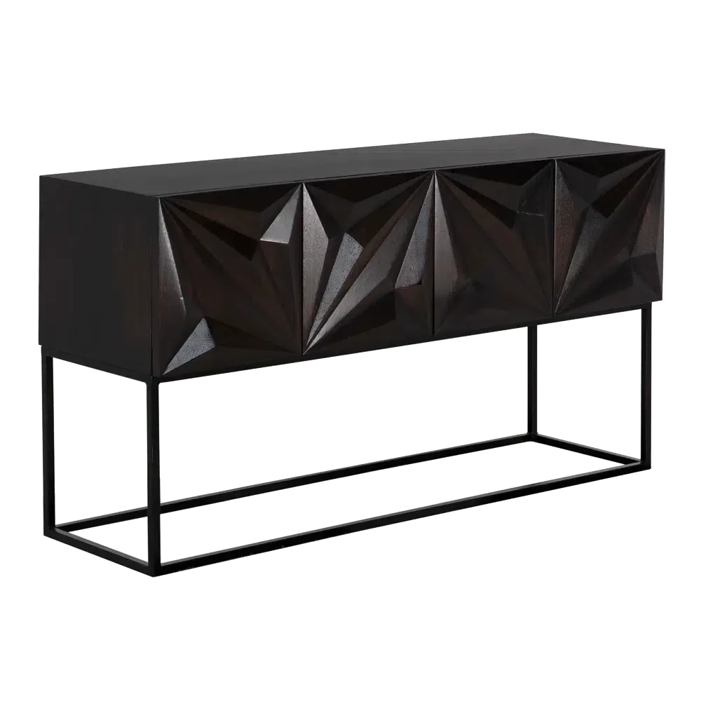 Zurich Console, Ebony Walnut with Steel