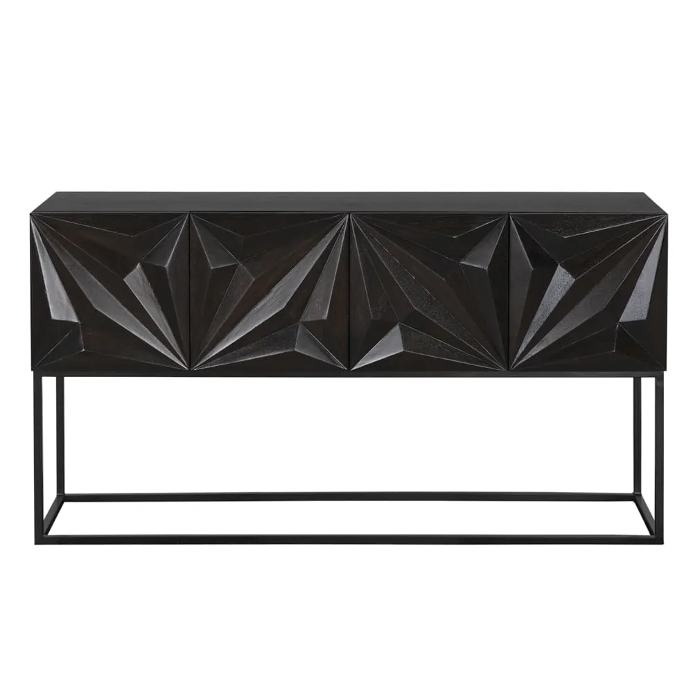 Zurich Console, Ebony Walnut with Steel