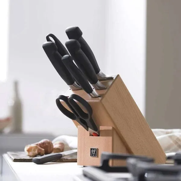 Zwilling Four Star Bamboo 7pc Knife Block Set With Shears ZW-35068-002