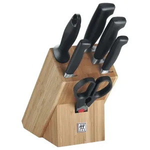 Zwilling Four Star Bamboo 7pc Knife Block Set With Shears ZW-35068-002